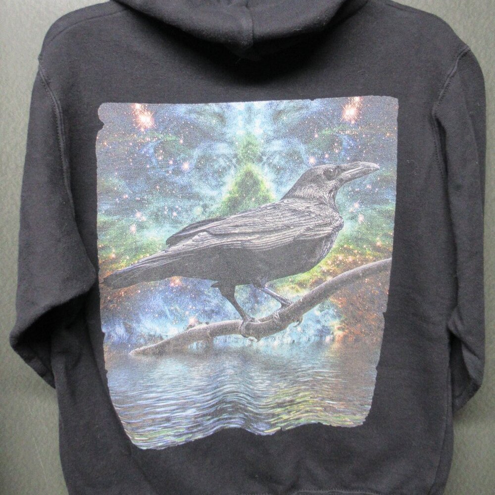 Ladies Raven on Branch Pull-Over Hoodie Sz. XL